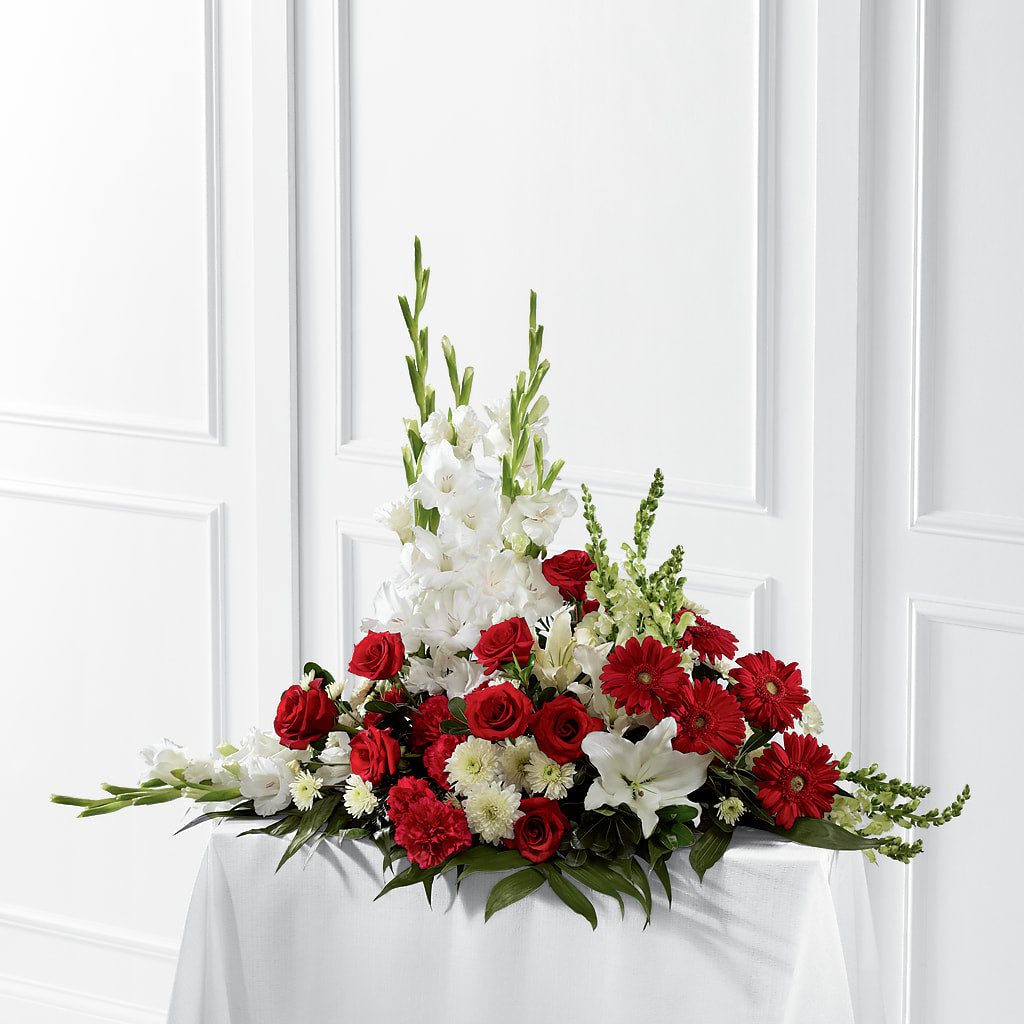 Crimson & White Arrangement – Fj Florist, Houston TX