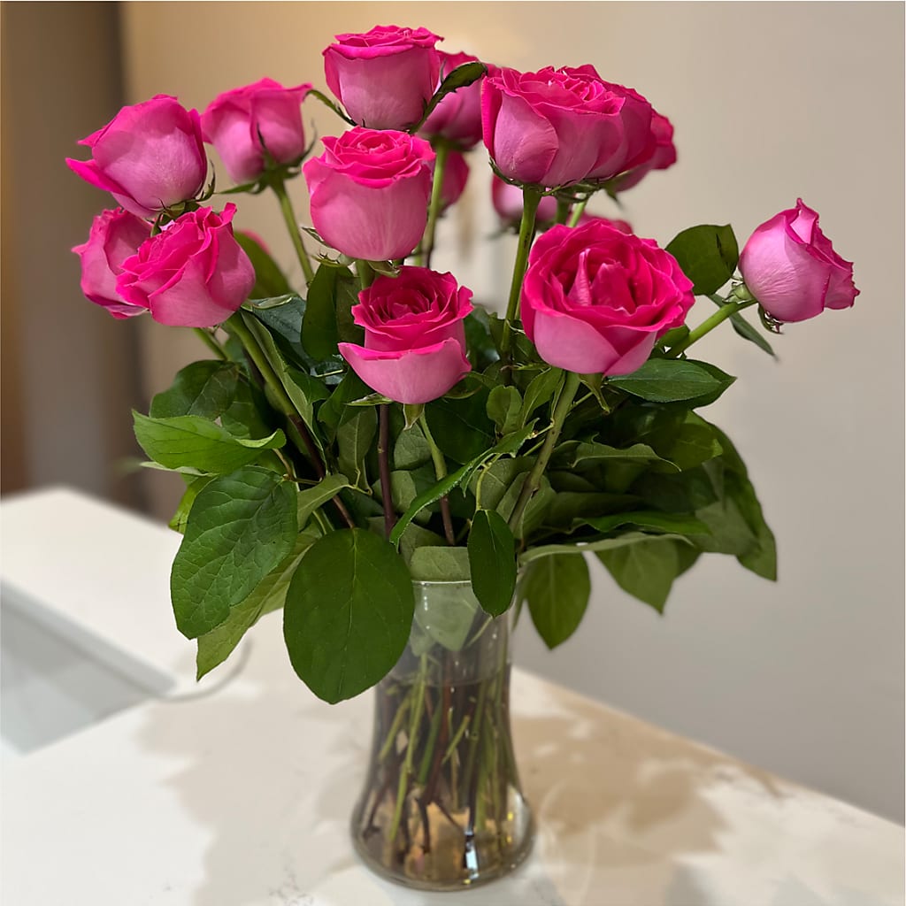 Long Stem Pink Rose Bouquet –  Fj Florist, Houston TX