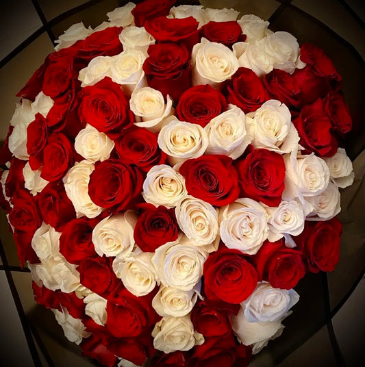 100 stem White and Red rose mix