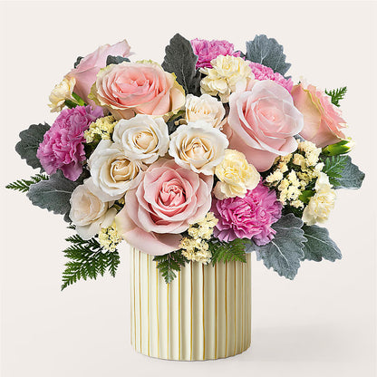 Blissful Moments Bouquet with Ivory Vase –  Fj Florist, Houston TX