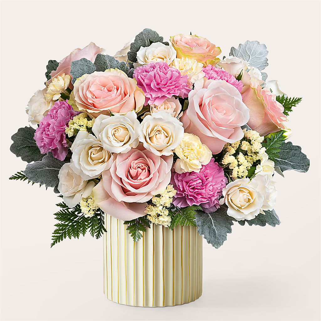 Blissful Moments Bouquet with Ivory Vase –  Fj Florist, Houston TX