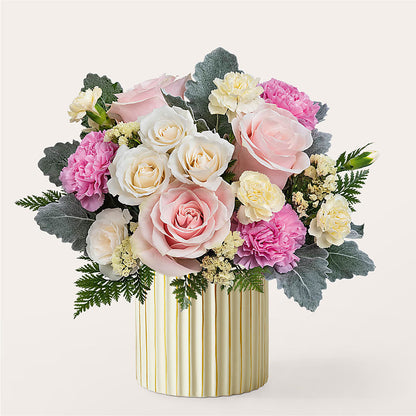 Blissful Moments Bouquet with Ivory Vase –  Fj Florist, Houston TX