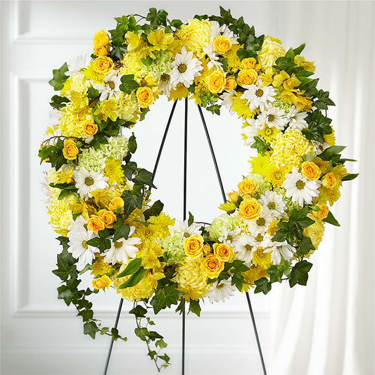 Golden Remembrance Wreath –  Fj Florist, Houston TX