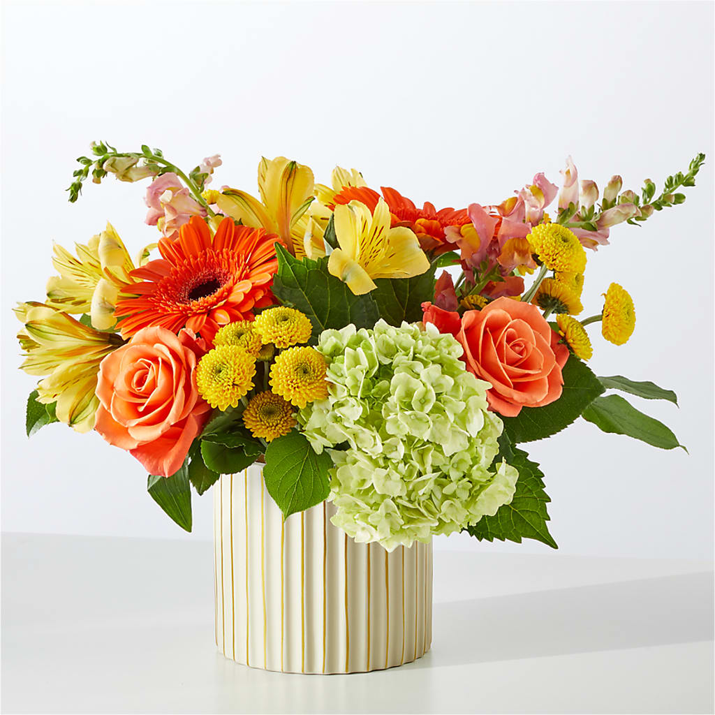 Autumn Sunshine Bouquet with Ivory Vase –  Fj Florist, Houston TX