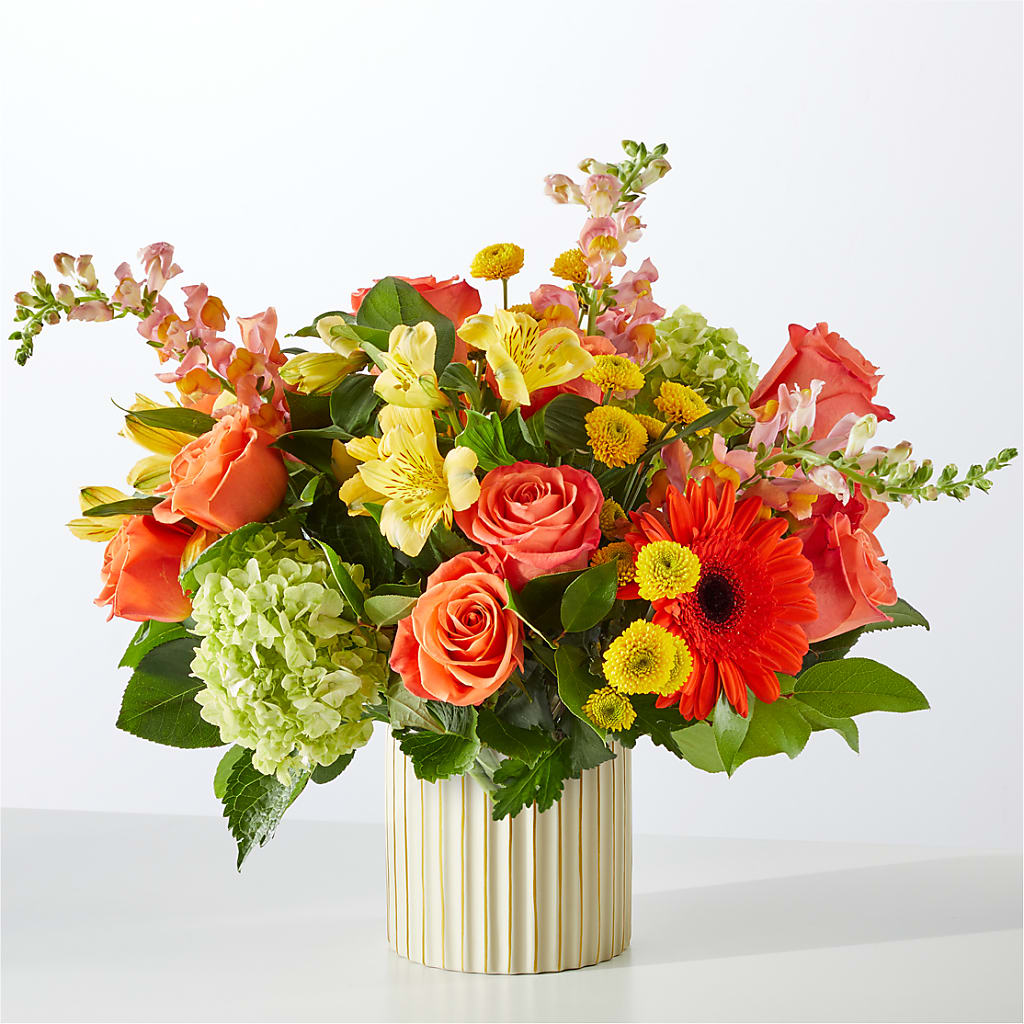 Autumn Sunshine Bouquet with Ivory Vase –  Fj Florist, Houston TX