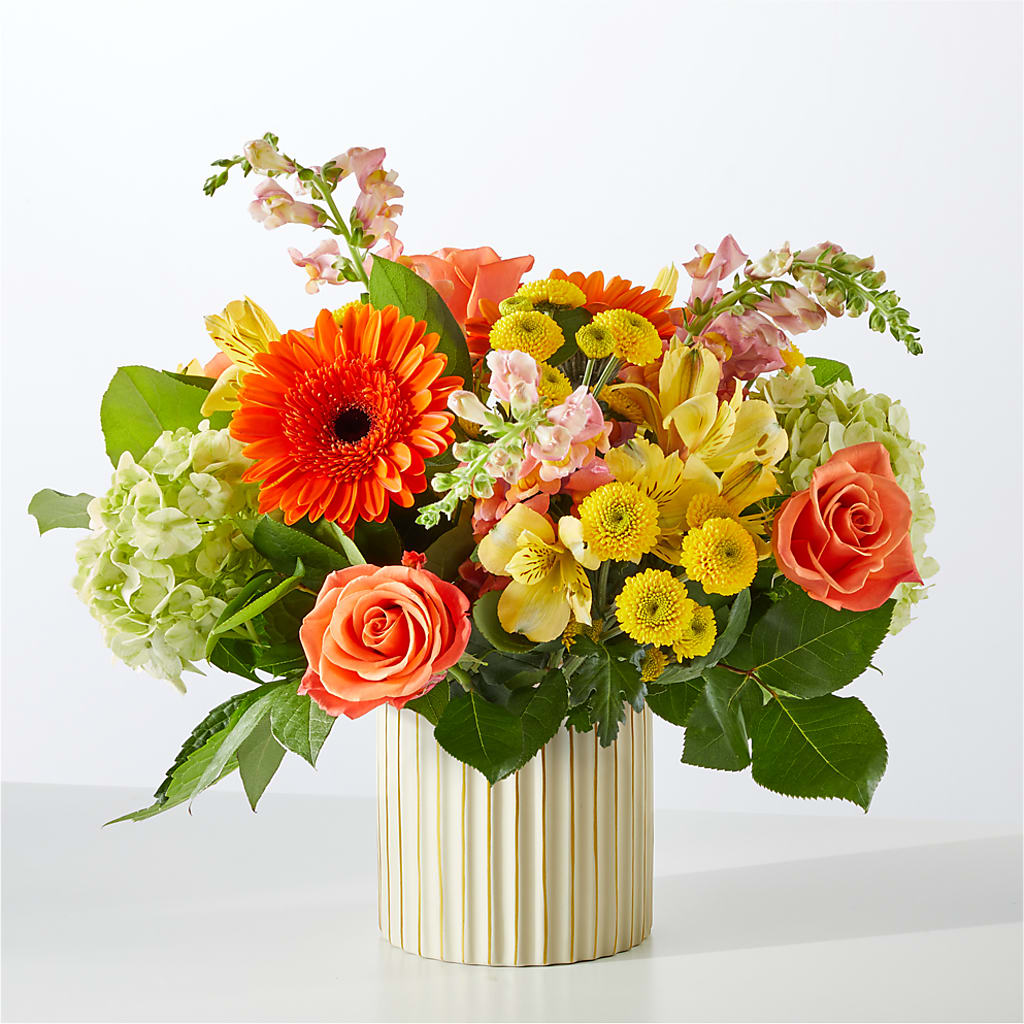 Autumn Sunshine Bouquet with Ivory Vase –  Fj Florist, Houston TX