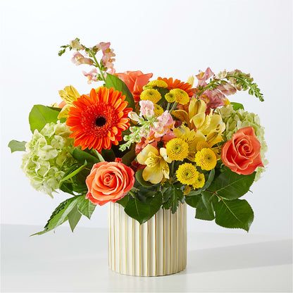 Autumn Sunshine Bouquet with Ivory Vase –  Fj Florist, Houston TX