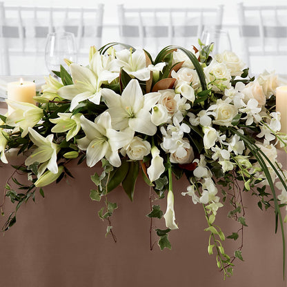 White Linen Arrangement –  Fj Florist, Houston TX